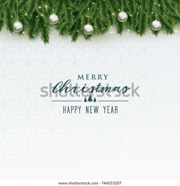 elegant merry christmas background with silver balls
