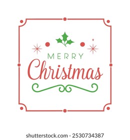 Elegant Merry Christmas border vector featuring festive holiday decorations like snowflakes, ornaments, and ribbons. Ideal for greeting cards, seasonal designs, and festive templates.