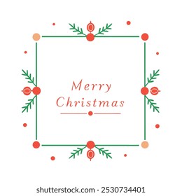 Elegant Merry Christmas border vector featuring festive holiday decorations like snowflakes, ornaments, and ribbons. Ideal for greeting cards, seasonal designs, and festive templates.