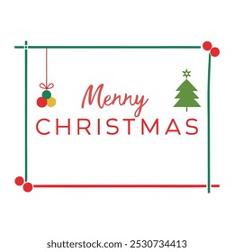 Elegant Merry Christmas border vector featuring festive holiday decorations like snowflakes, ornaments, and ribbons. Ideal for greeting cards, seasonal designs, and festive templates.