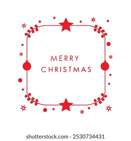 Elegant Merry Christmas border vector featuring festive holiday decorations like snowflakes, ornaments, and ribbons. Ideal for greeting cards, seasonal designs, and festive templates.