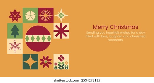 Elegant Merry Christmas Card with Holiday Symbols – Warm Wishes for Love and Laughter