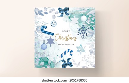 elegant merry Christmas card with white Christmas ornament 