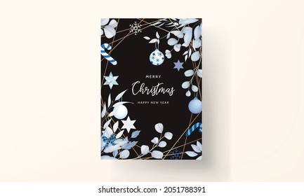 elegant merry Christmas card with white Christmas ornament 