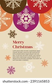 Elegant Merry Christmas design with beautiful snowflakes and stars in modern style. 
