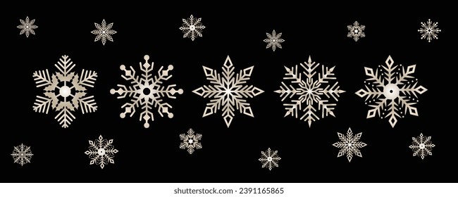 Elegant Merry Christmas design with beautiful snowflakes and stars in modern style. 