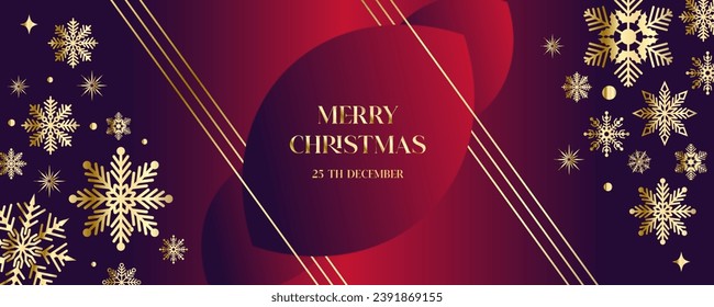 Elegant Merry Christmas design with beautiful snowflakes and stars in modern style.
