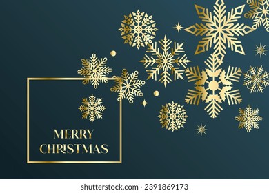 Elegant Merry Christmas design with beautiful snowflakes and stars in modern style.