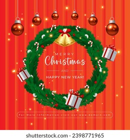 Elegant Merry Christmas design with beautiful snowflakes and stars in modern style.