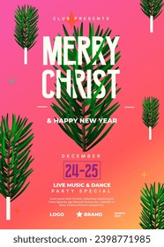 Elegant Merry Christmas design with beautiful snowflakes and stars in modern style.