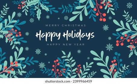 Elegant Merry Christmas design with beautiful snowflakes and stars in modern style.
