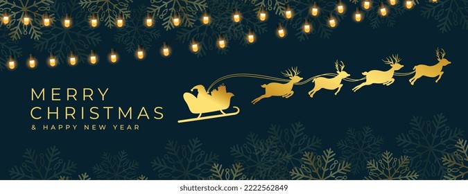 elegant merry christmas event wallpaper with santa claus in sleigh vector 