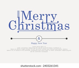 Elegant Merry christmas and Happy New Year. Lettering design card template. Vector Illustration