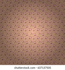 Elegant Merry Christmas or Happy New Year 2018 seamless pattern with golden ornament on a pink background. Vector illustration.