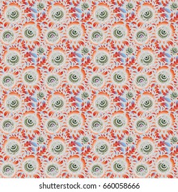Elegant Merry Christmas or Happy New Year 2018 seamless pattern with pink, orange and red ornament. Vector illustration.