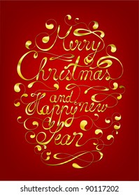 Elegant Merry Christmas And Happy New Year Calligraphic Background