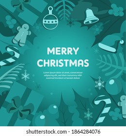 Elegant merry christmas holiday wish banner vector style design background