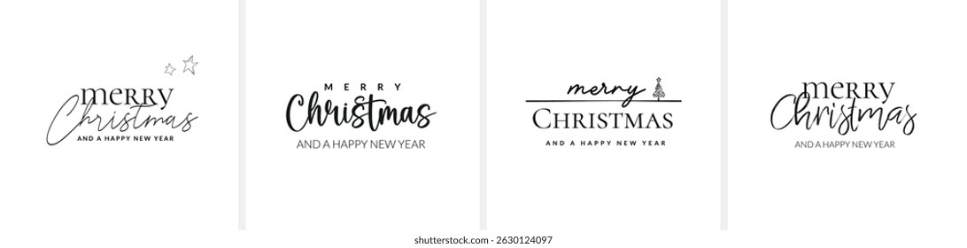 Elegant "Merry Christmas" lettering in a clean, modern minimalist calligraphy style. Ideal for holiday cards, prints, and digital use. Provided as a vector file with all elements perfectly outlined.