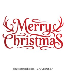 Elegant Merry Christmas script typography vector illustration. Perfect for holiday greeting cards, posters, banners, and festive winter decor.