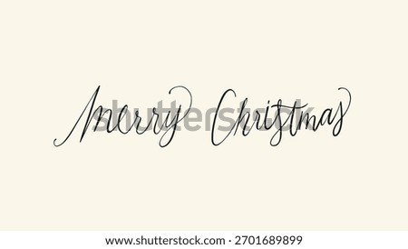 Elegant 'Merry Christmas' text in cursive. Christmas message with a festive, handwritten style. Perfect for Christmas cards, Christmass, and holiday decor. Christmas typography vector.
