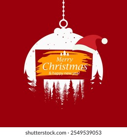 Elegant Merry Christmas tree with typography design