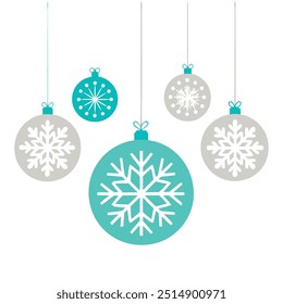 Elegant Merry Christmas white card vector with decorative hanging ornaments. Perfect for greeting cards, holiday invites, and festive designs. Add a stylish touch to your celebration.