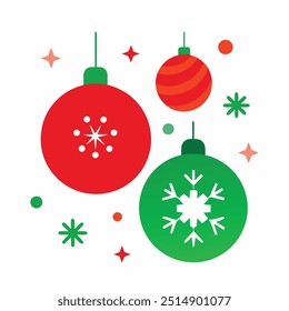 Elegant Merry Christmas white card vector with decorative hanging ornaments. Perfect for greeting cards, holiday invites, and festive designs. Add a stylish touch to your celebration.