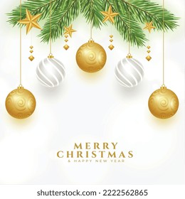 elegant merry christmas wishes card with decorative elements design