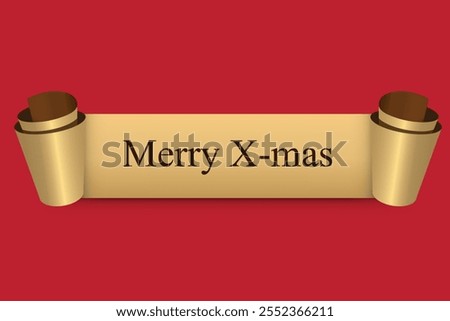 Elegant 'Merry x-mas' lettering engraved on radiant gold metal for a sophisticated festive touch
