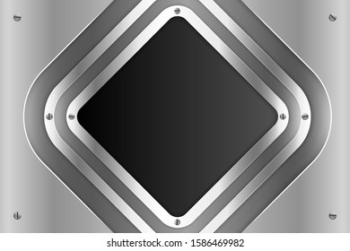  Elegant metallic background with bright silver.paper cut style.Art design layout for banner, business, presentations, flyers, posters.Vector illustration.Eps10 