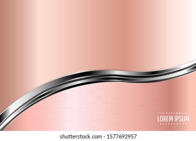  Elegant metallic background with Rose gradient.paper cut style.Art design layout for banner, business, presentations, flyers, posters.Vector illustration.Eps10 