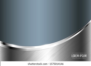  Elegant metallic background with silver and blue.paper cut style.Art design layout for  banner, business, presentations, flyers, posters.Vector illustration.Eps10 