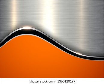 Elegant metallic background, silver orange vector design.