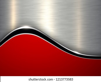 Elegant metallic background, silver red vector design.