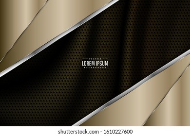 Elegant metallic background.Brown with dark gold and black space.Layout for banner, business, presentations, flyers, posters.Vector illustration.Eps10