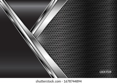 Fondo metálico elegante.gris oscuro y plata con fibra de carbono.Ilustración vectorial.Eps10 