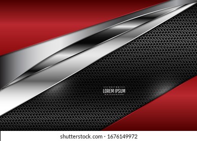Elegante fondo metálico.Lujo de rojo y plata.Ilustración vectorial.Eps10 
