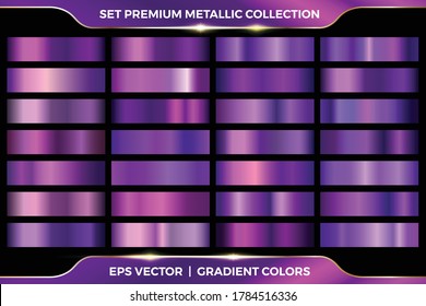 Elegant Metallic Gradient. Shiny Purple. Golden, Pink Copper And Chrome Metal Collection