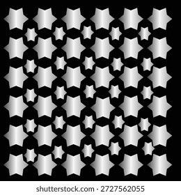 Elegante patrón de estrella metálica sobre un fondo oscuro, creando una textura visual deslumbrante y sofisticada para varios proyectos de diseño y arte digital con un toque de brillo