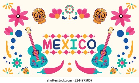 Elegant Mexican artistic decoration for Mexican parties and holidays.