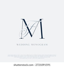 Elegante logotipo de monograma de boda con iniciales entrelazadas MF
