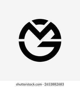 Logotipo inicial elegante del círculo de MG o GM para uso de marca de lujo, identidad y diseño empresarial.