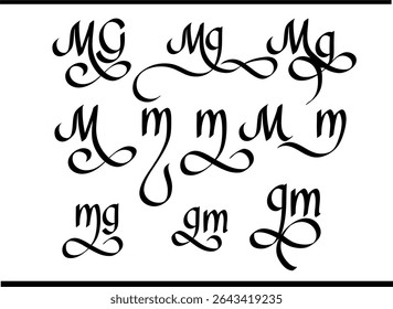 Elegante MG Interlocked Logo - Diseño de Monograma de Caligrafía, Superpuesto M y G Alfabeto Logo