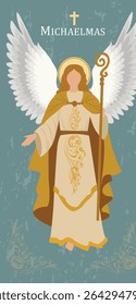 Elegant Michaelmas Illustration of Archangel Michael with Staff