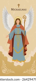 Ilustração elegante Michaelmas de Archangel Michael com equipe