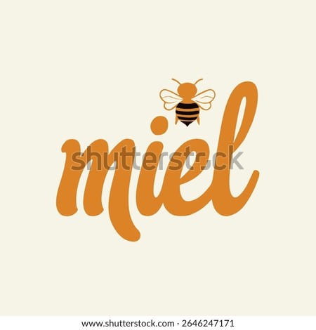 Elegant Miel Logo Design with Bee Illustration in Modern Style Logo