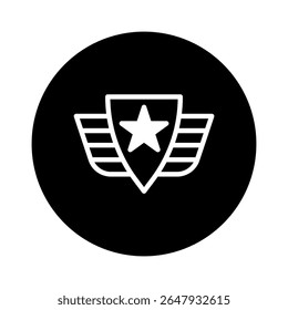 Elegante insígnia militar emblema design em fundo escuro exibindo realização e orgulho nacional como símbolo