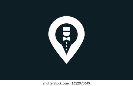 Elegant minimal abstract mobility pin logo. This logo icon incorporate with person, tie and map pin icon in the creative way.