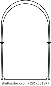 Elegant Minimal Arch Border Frame with Fine Corner Details for Book Covers, Editorial Layouts, Wedding Invitations, Posters and Architectural Designs