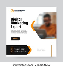 Elegant minimal black and orange flyer template